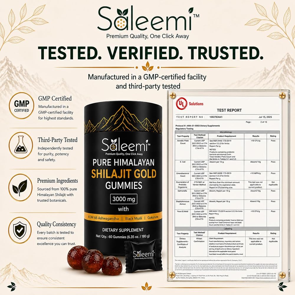 SALEEMI Shilajit Gummies with Ashwagandha & Gokshura - 60 Gummies - image 5