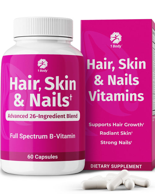 1 Body Hair Skin & Nails with Biotin Vegan Vitamins - 60 Capsules