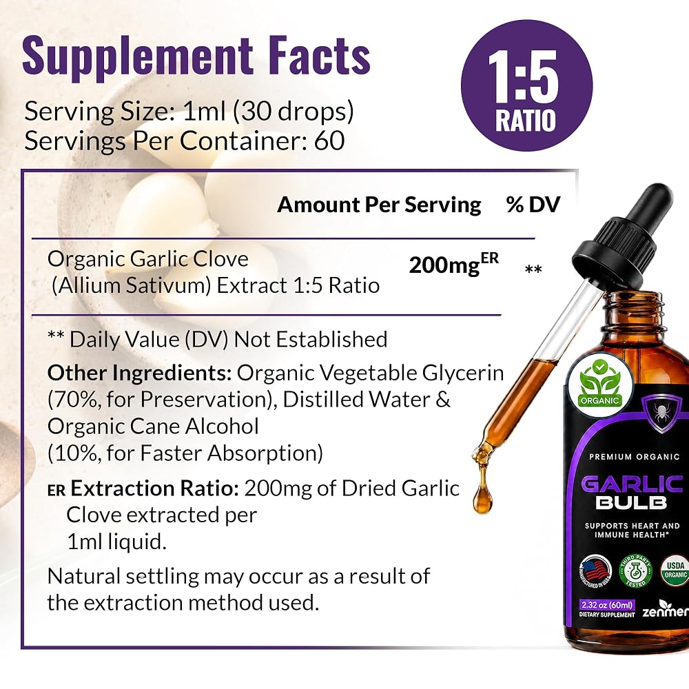 Zenmen Garlic Extract Odorless Tincture - 2.32 Fl Oz - image 3