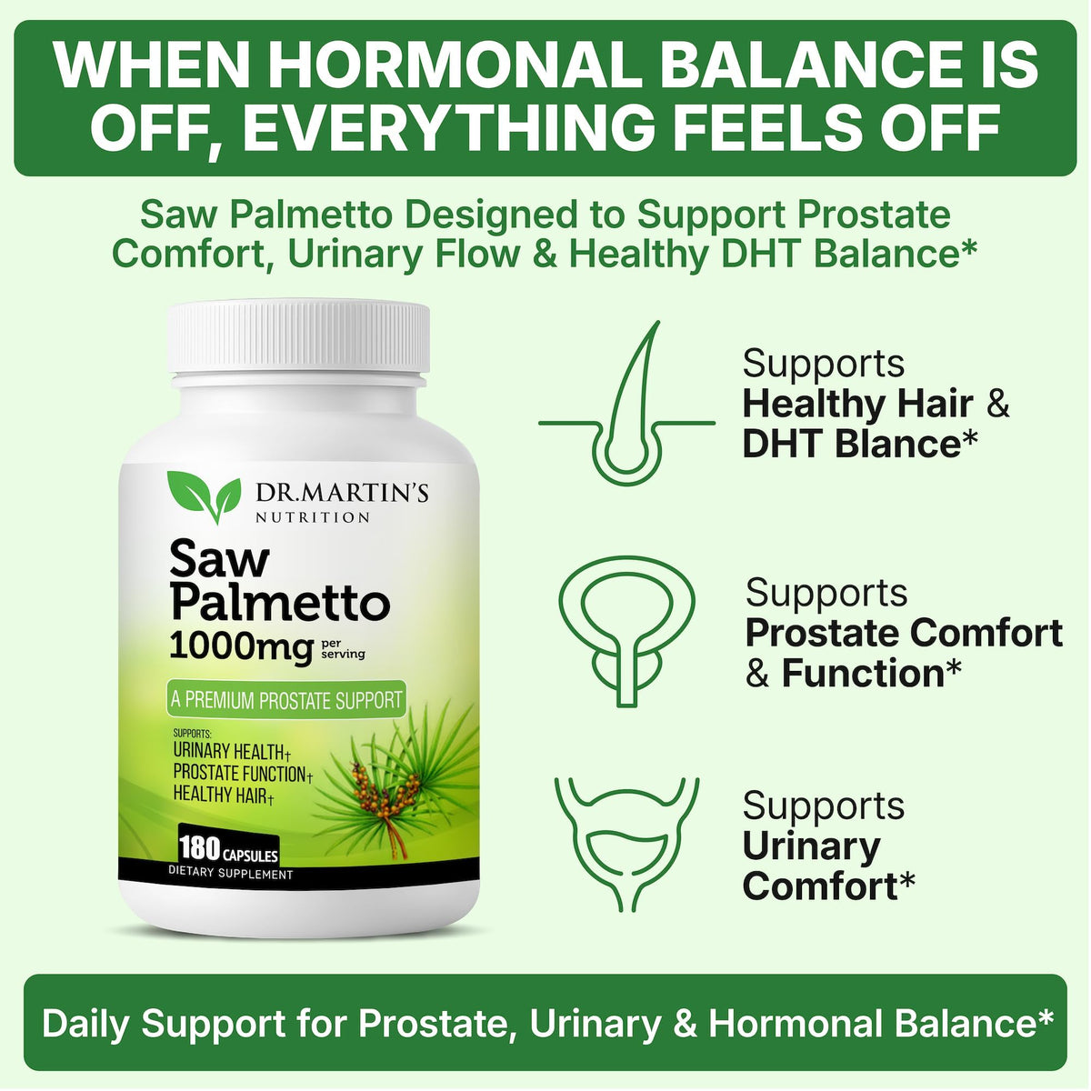 DR. MARTIN'S NUTRITION Saw Palmetto 1000mg - 180 Capsules - image 3