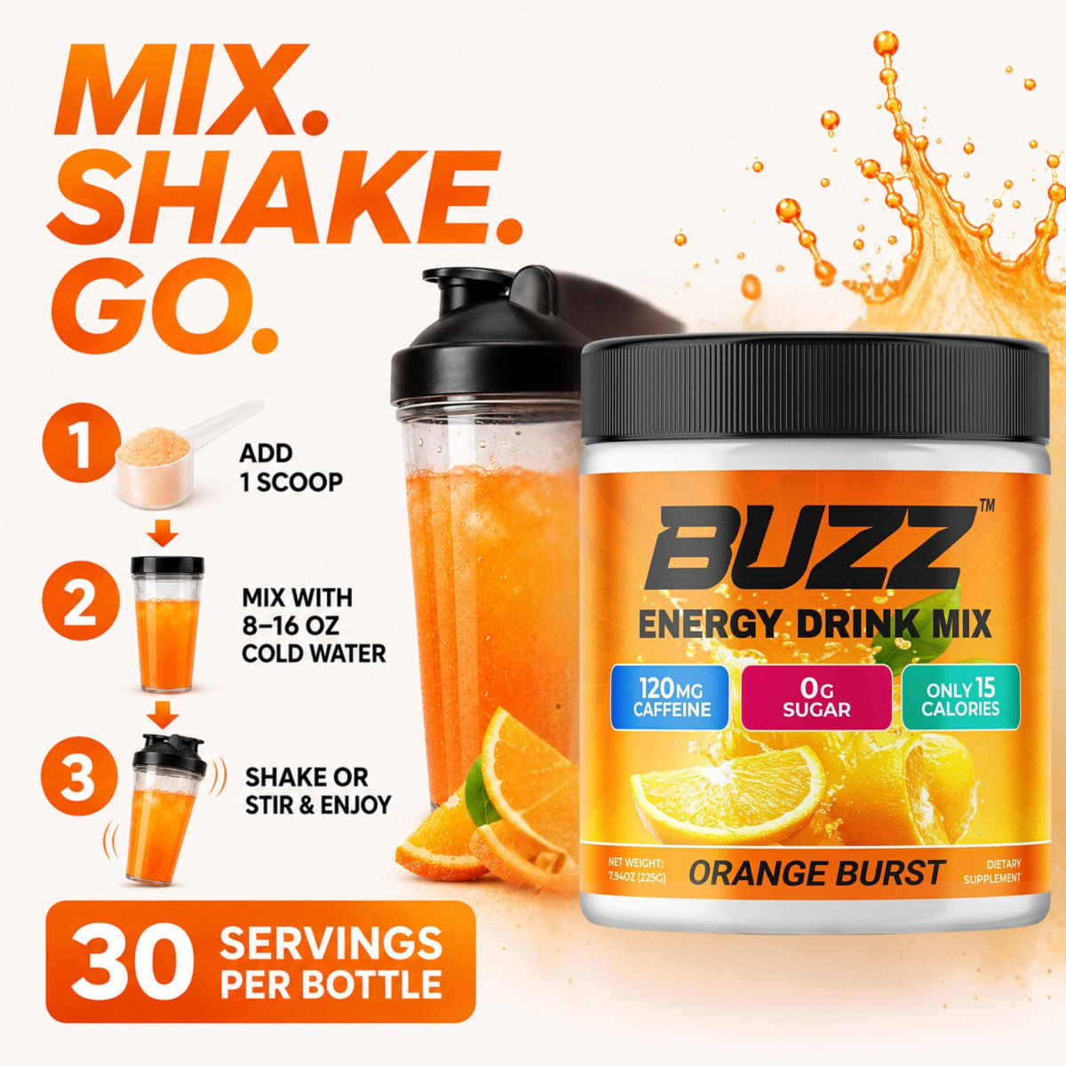 Morning Buzz Energy Drink Powder - Energy Boost Drink Mix