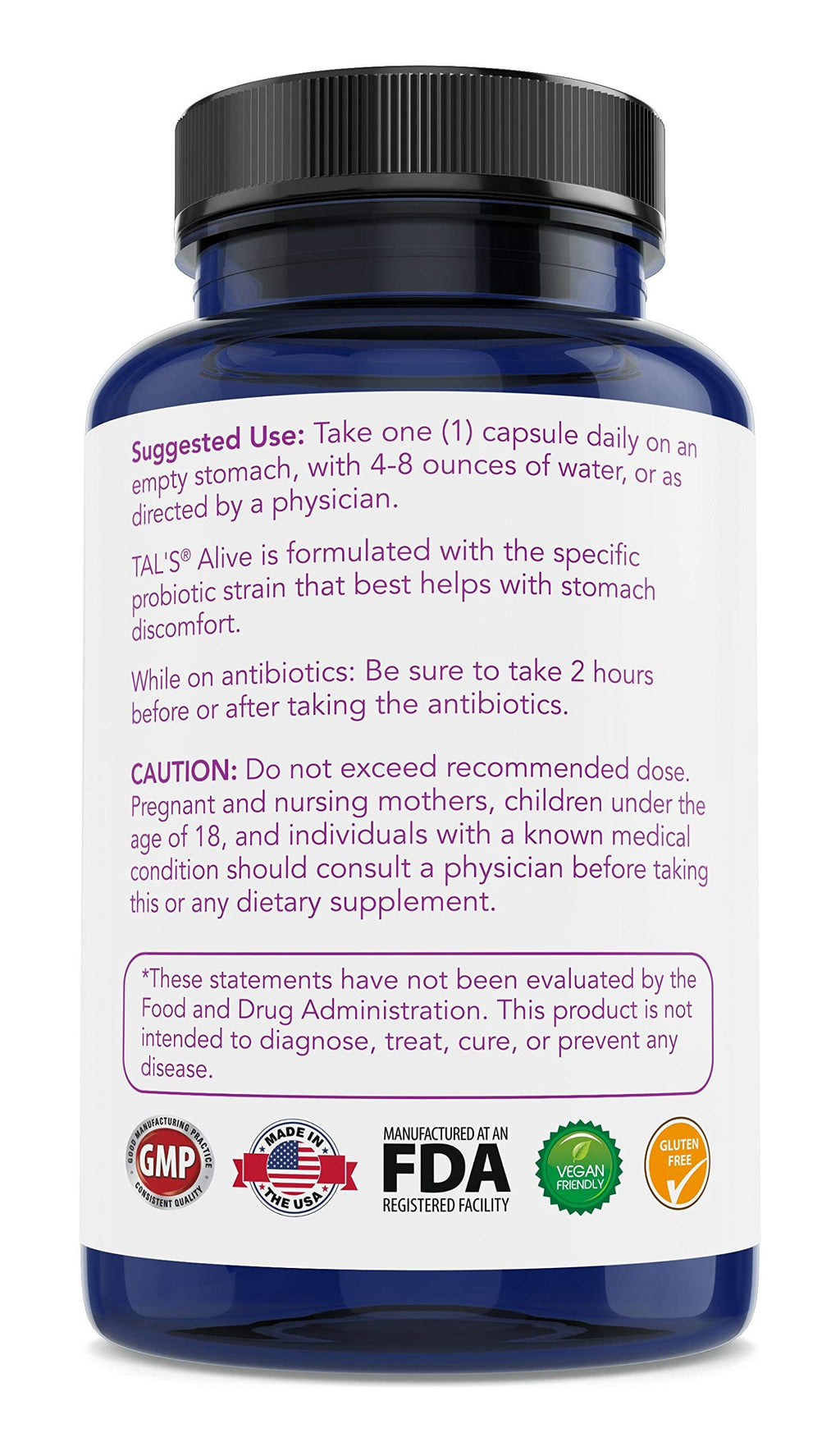 TAL'S Alive Probiotics & Prebiotics Supplement - 90 Capsules - image 4