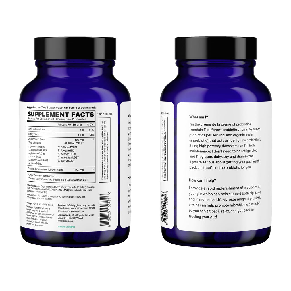 Ora Organic Probiotics with Prebiotics 52 Billion CFU - 60 Capsules - image 9