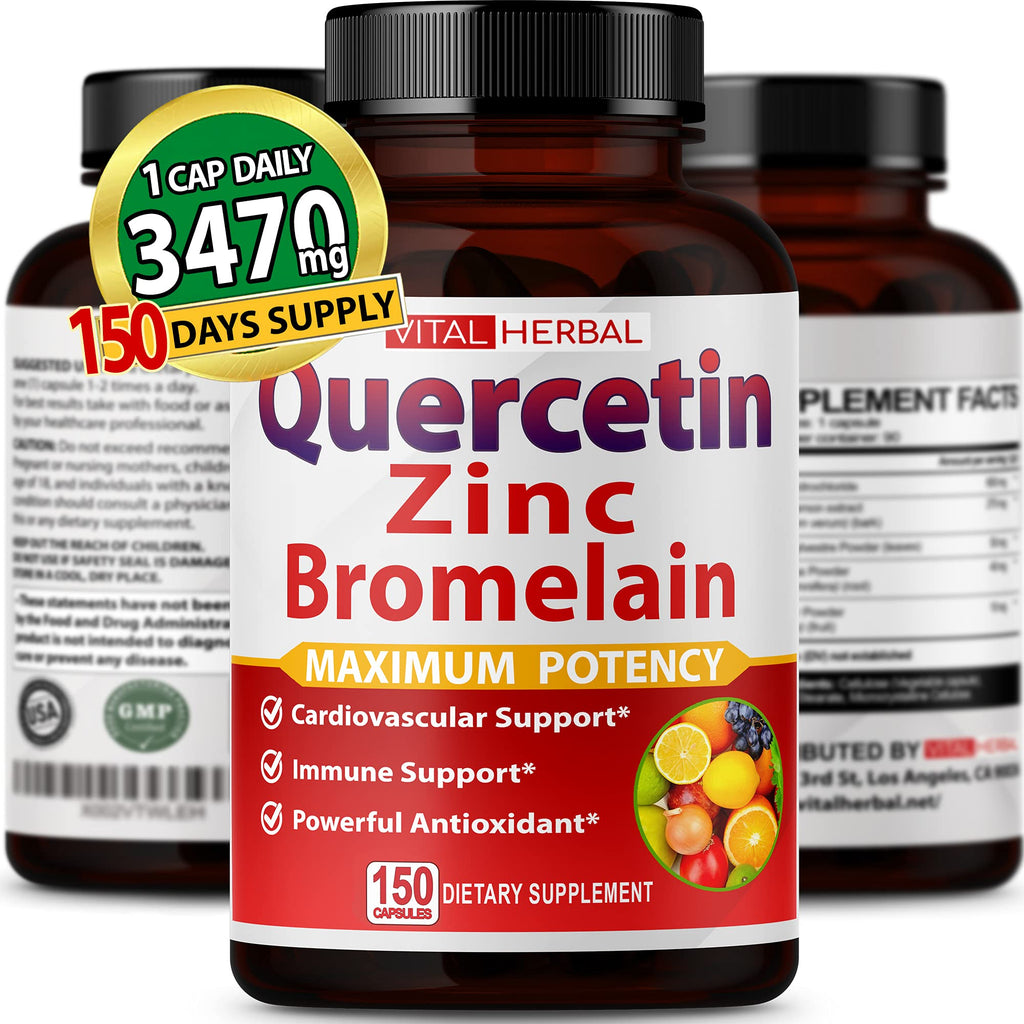 Vital Herbal Quercetin Complex with Zinc & Bromelain - 150 Capsules
