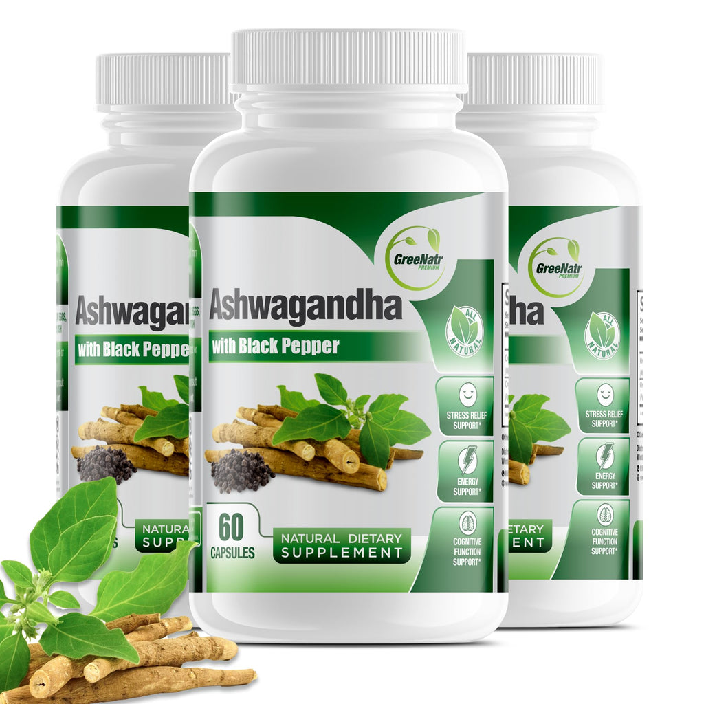GreeNatr Organic Ashwagandha Capsules with Black Pepper