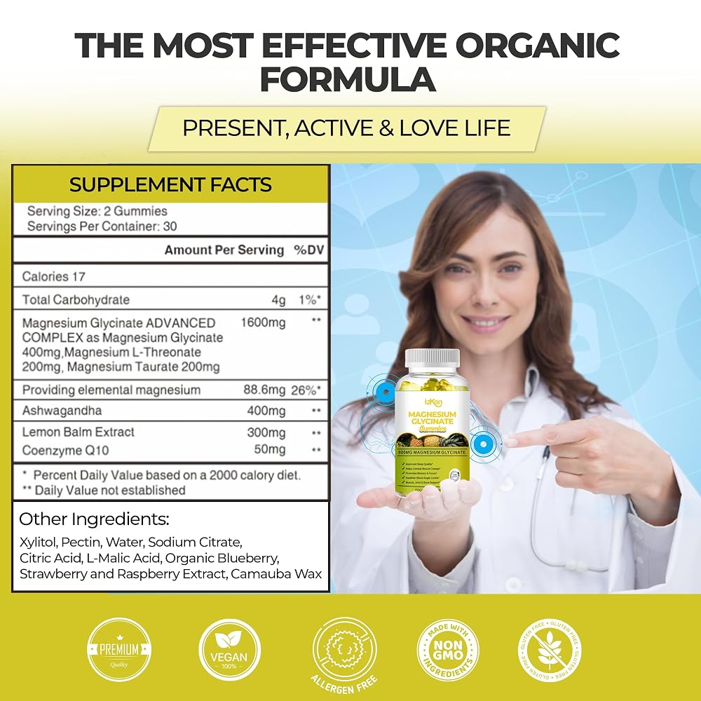 Izkan Magnesium Glycinate Gummies 800mg - 60 Gummies - image 3