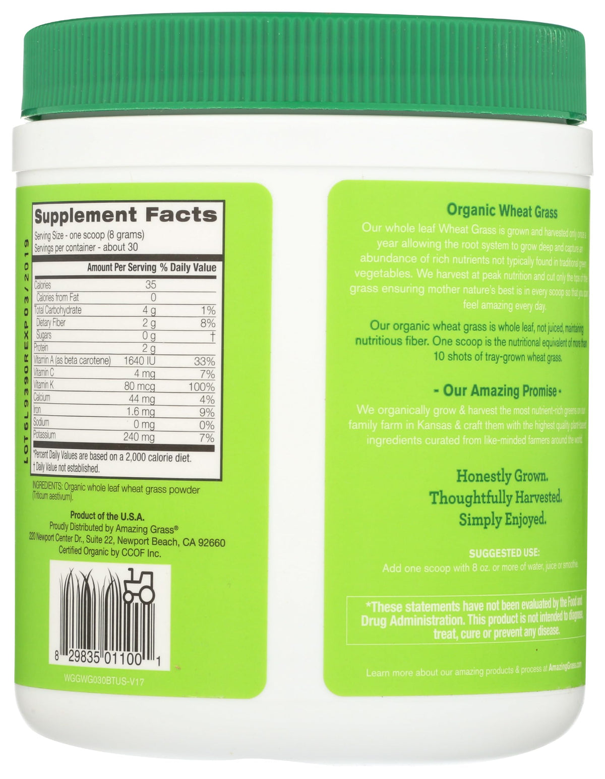 Amazing Grass Wheat Grass Powder, Whole-Leaf - 30 Servings - image 2