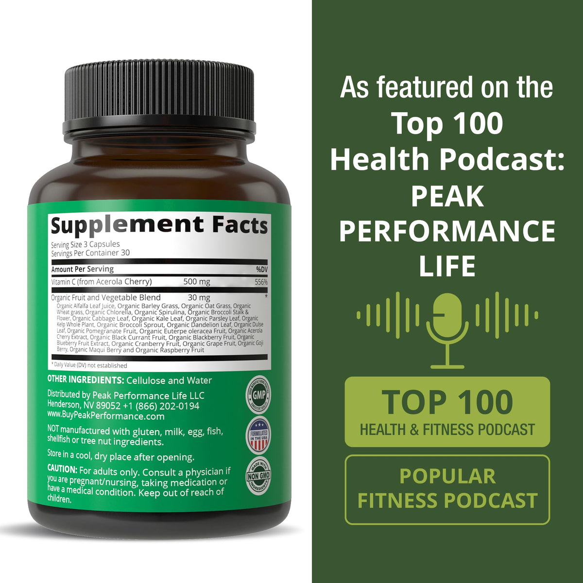 Peak Performance Raw Whole Food Vitamin C Capsules from Acerola Cherry - image 6