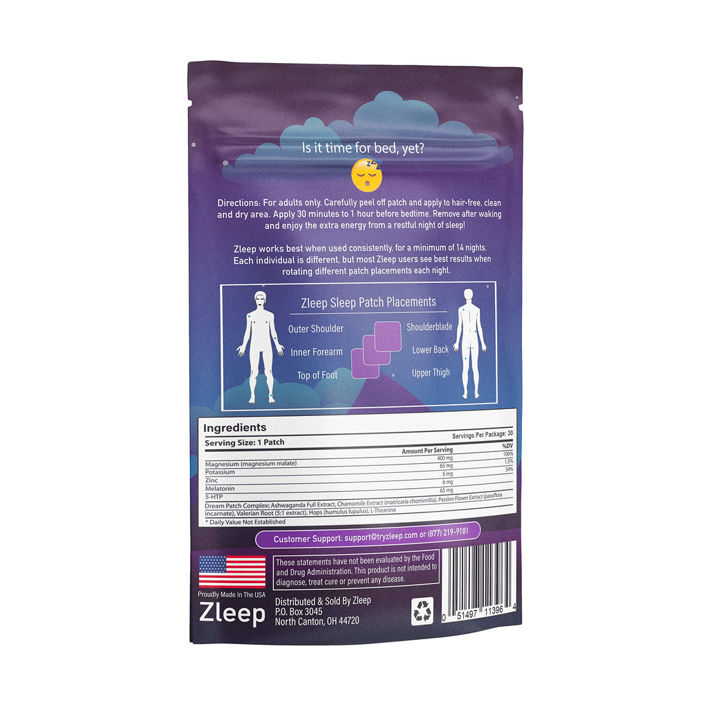 Zleep New Sleep Patches w/Dream Complex and Melatonin to Promote