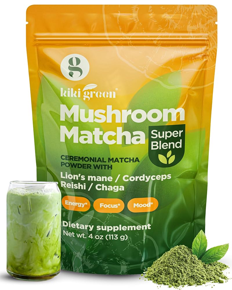KIKI Green Mushroom Matcha Powder Super Blend - 4 oz