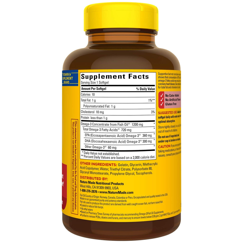Nature Made Burp-Less Fish Oil 1200 mg One Per Day - 120 Softgels - image 8