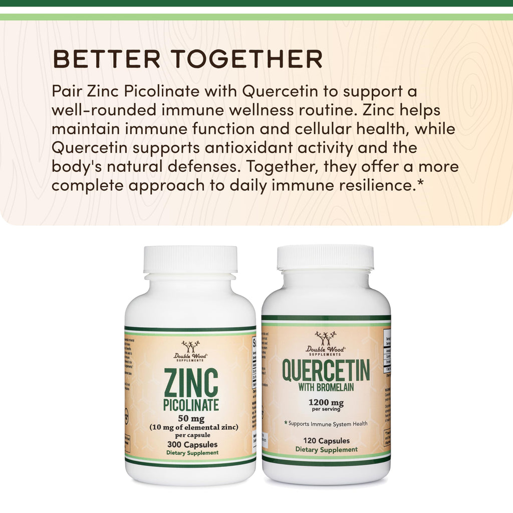 Double Wood Supplements Zinc Picolinate 50mg - 300 Capsules - image 7