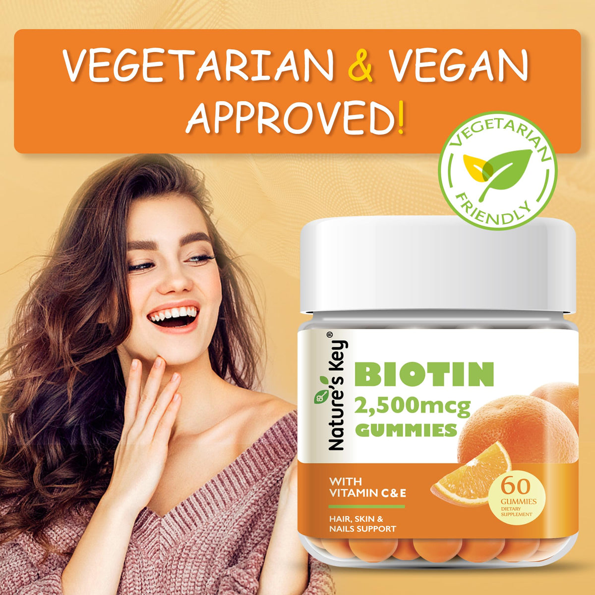 Nature's Key Biotin Gummies with Vitamin C and E