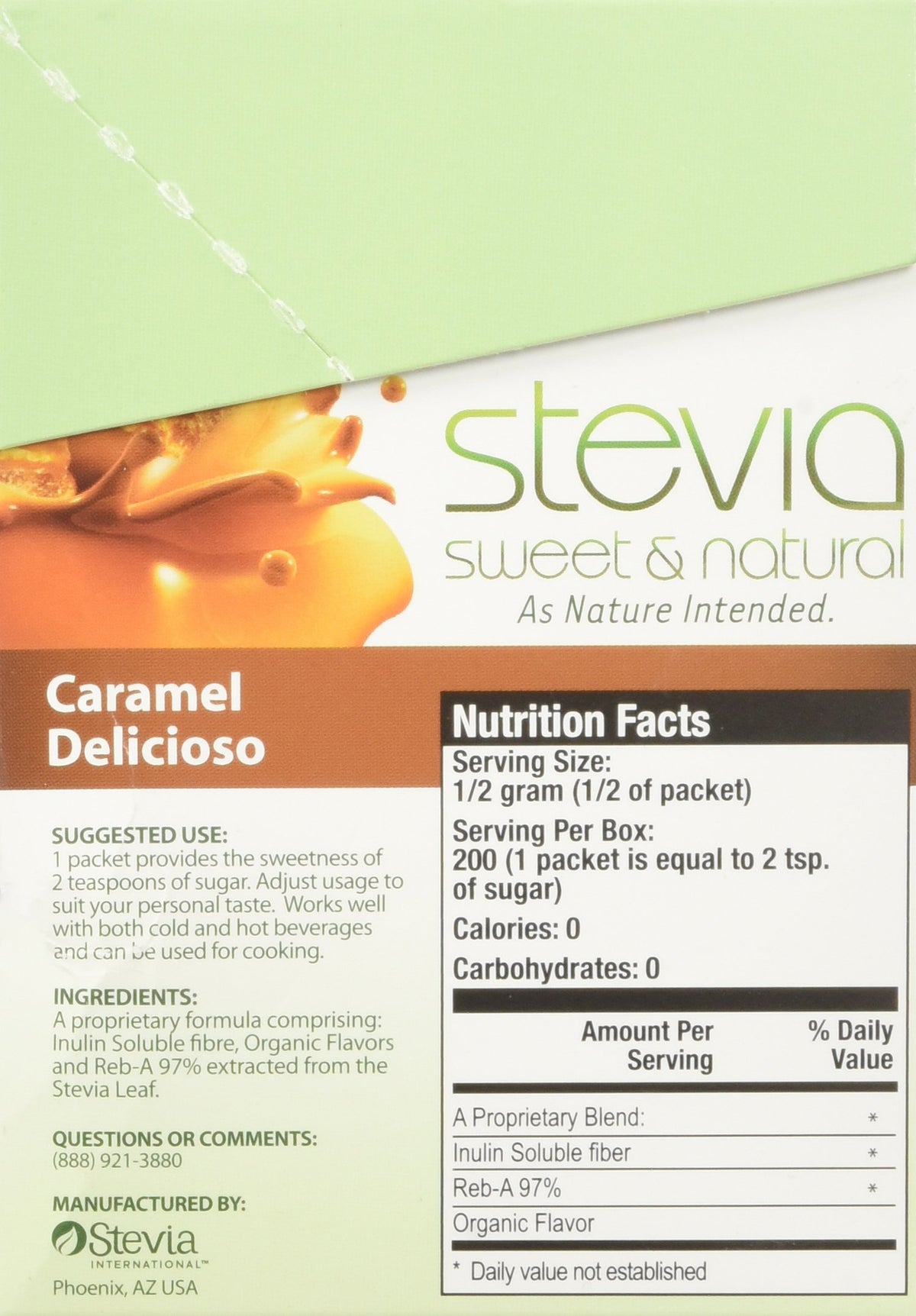 AnuMed Stevia Caramel Delicioso Sweetener - 100 Packets - image 2