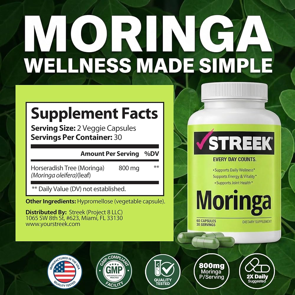 Streek Moringa Capsules Pure Leaf Powder - 60 Capsules - image 6