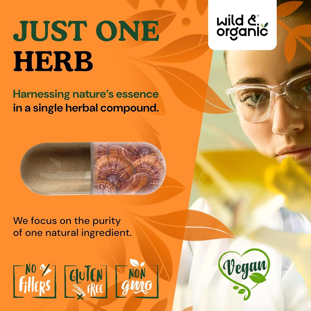 Wild & Organic Reishi Mushroom Capsules 1000mg - Immune Support