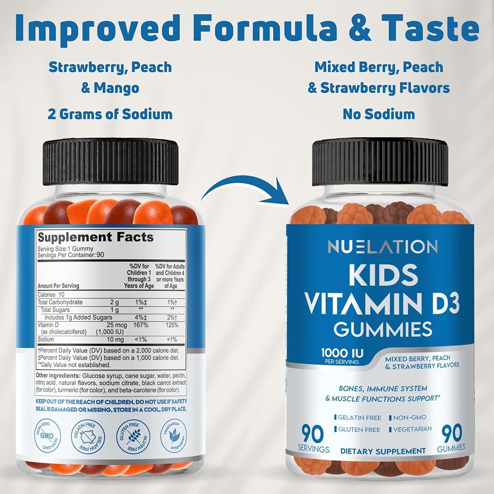NUELATION Vitamin D3 Gummies for Kids 1000 IU - 90 Servings - image 2