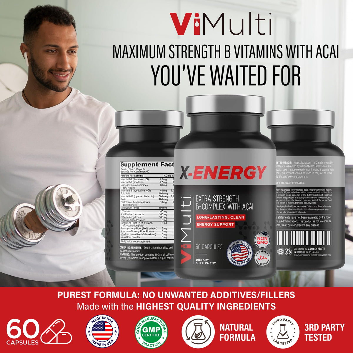 ViMulti X-Energy B Complex with Acai - 60 Capsules - image 2