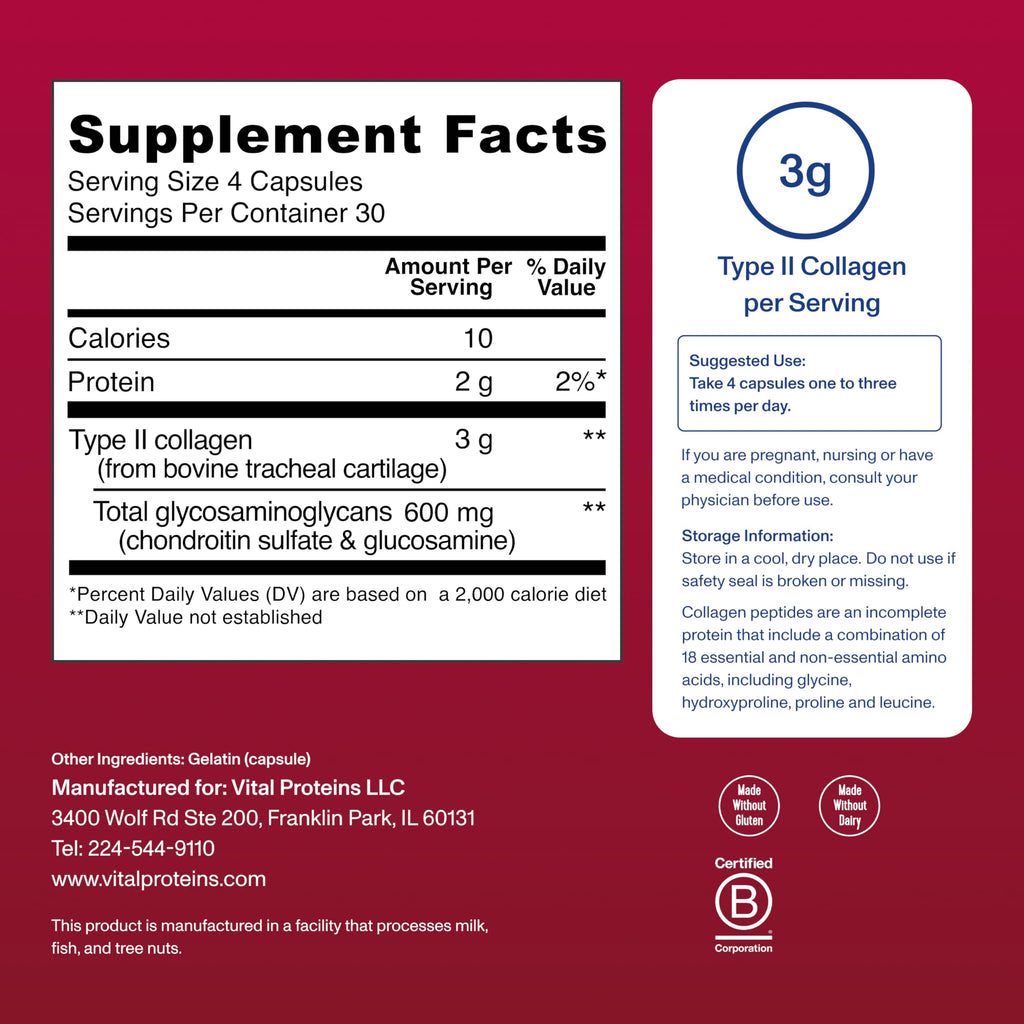 Vital Proteins Cartilage Collagen Type II - 120 Capsules - image 4