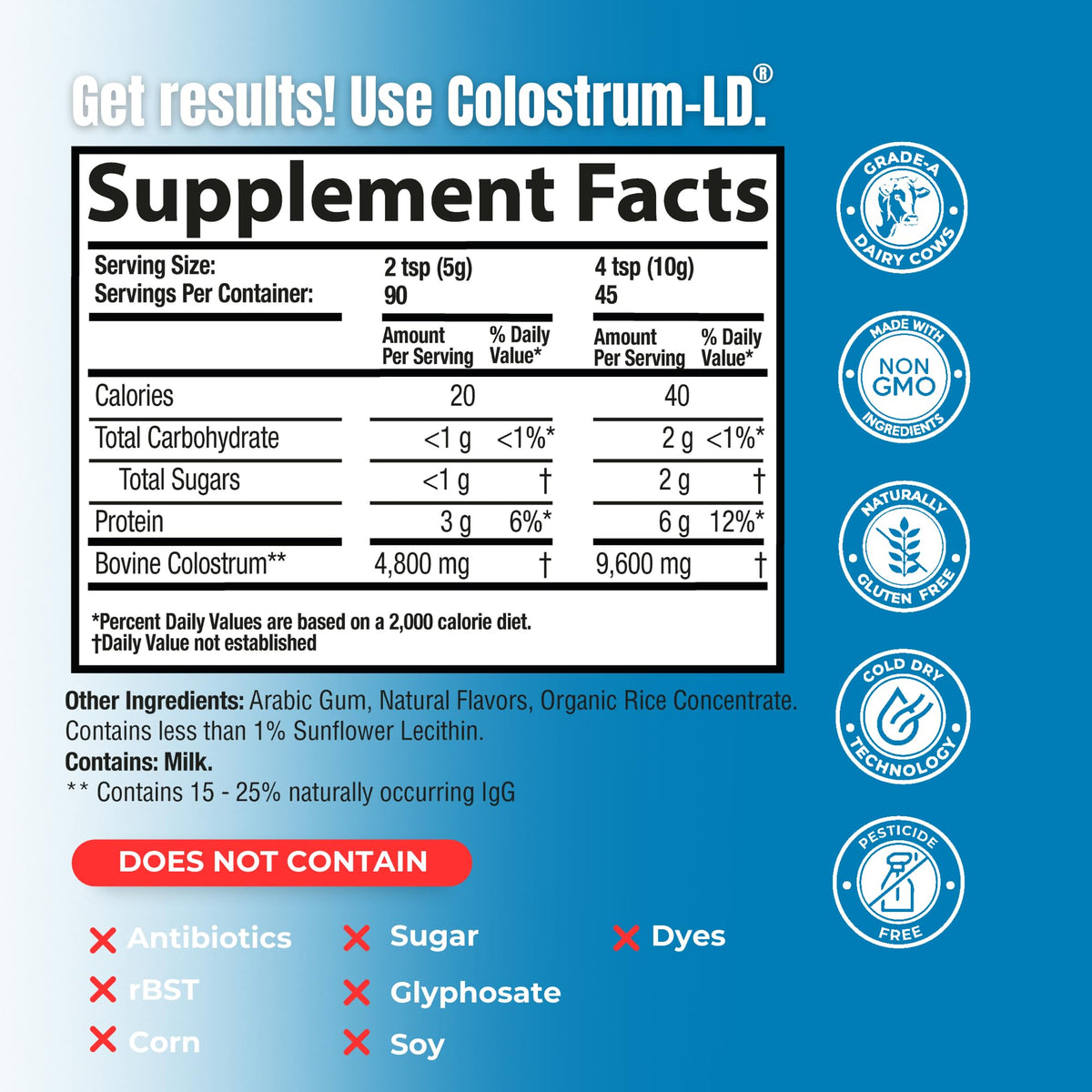 Colostrum-LD Powder Natural Vanilla Flavor - 453g - image 3