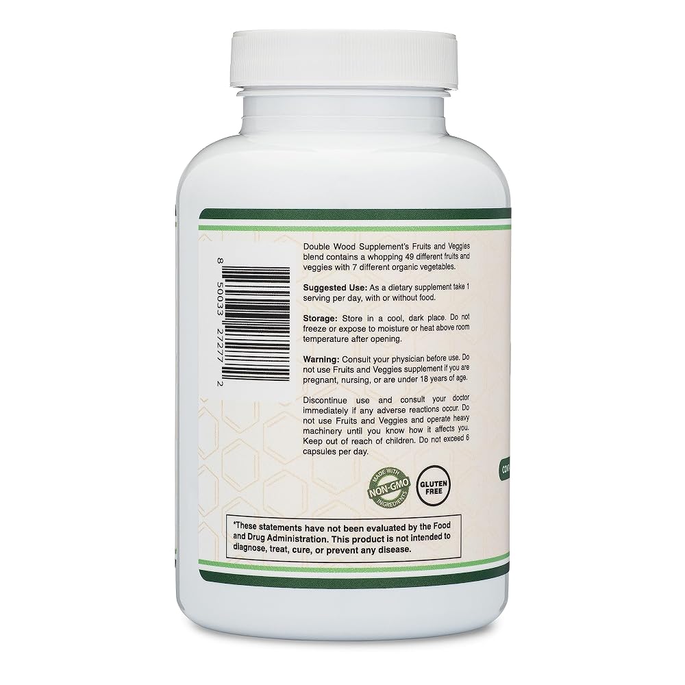 Double Wood Supplements Fruits & Veggies Capsules Energy & Digestion - 180 Ct - image 4