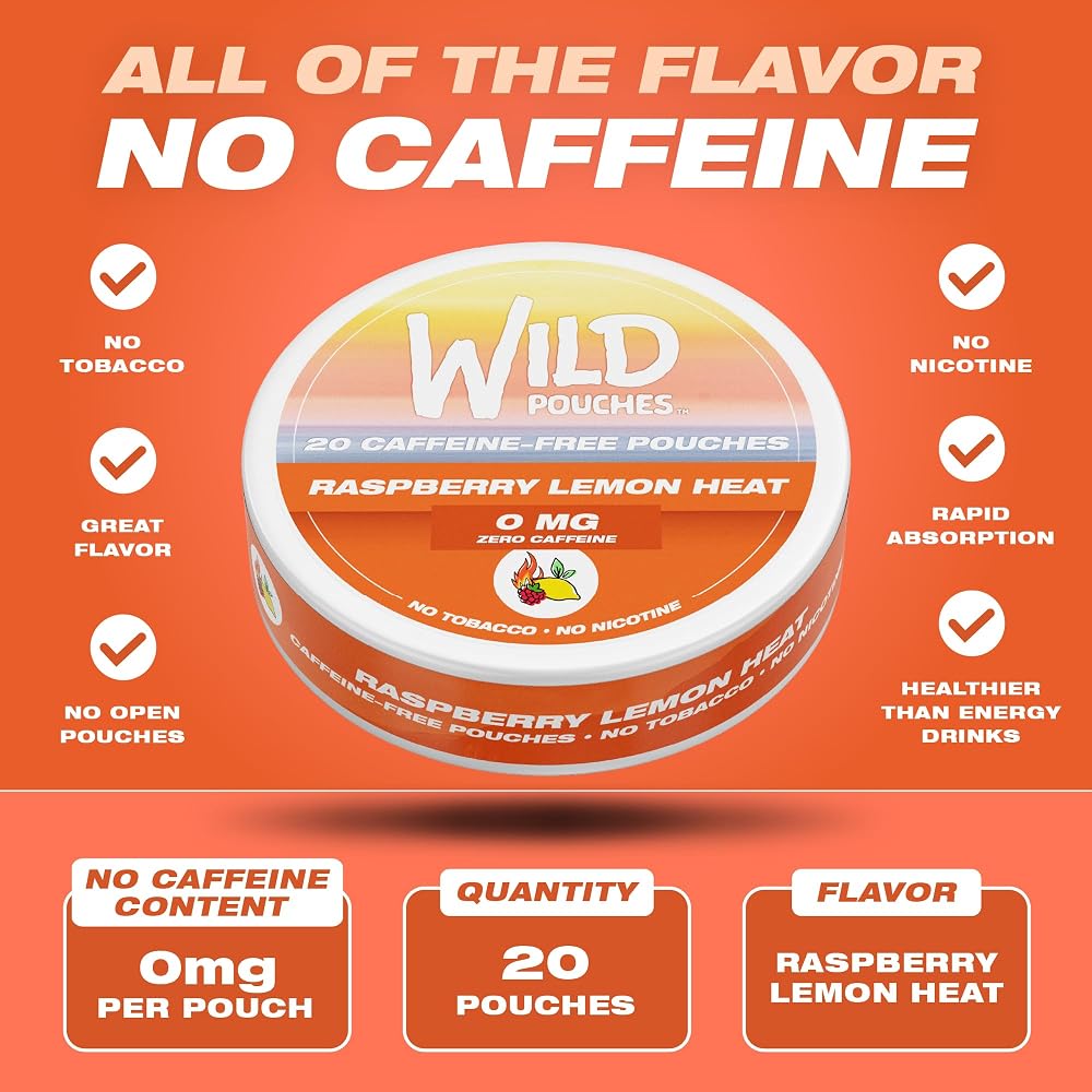 Wild 20 x 0mg Lemon Heat Nicotine Free Pouches No Caffeine - Variation