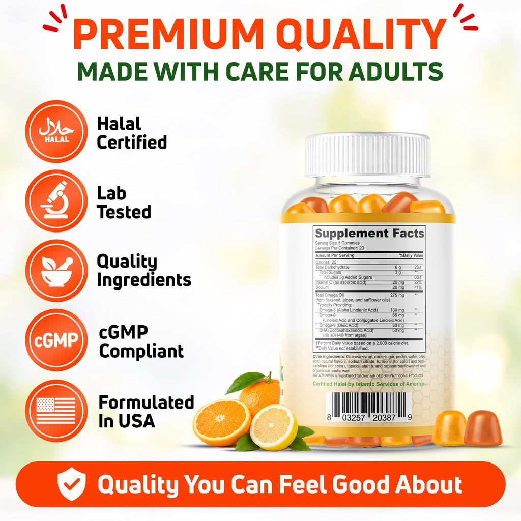 SHIFAA NUTRITION Vegan Omega 3 Gummies with DHA - 60 Gummies - image 6