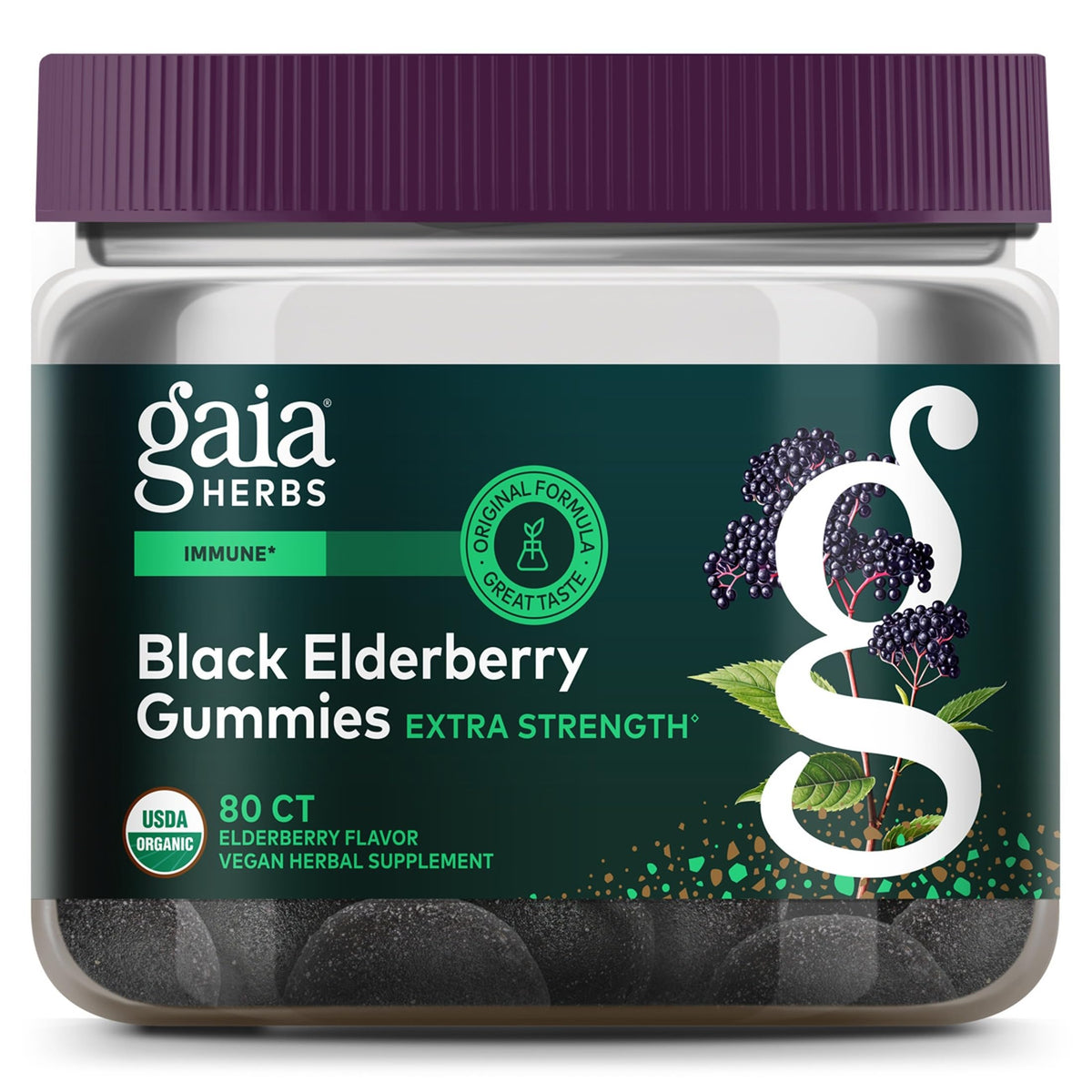 Gaia Herbs Black Elderberry (Sambucus nigra) Extra Strength Gummies