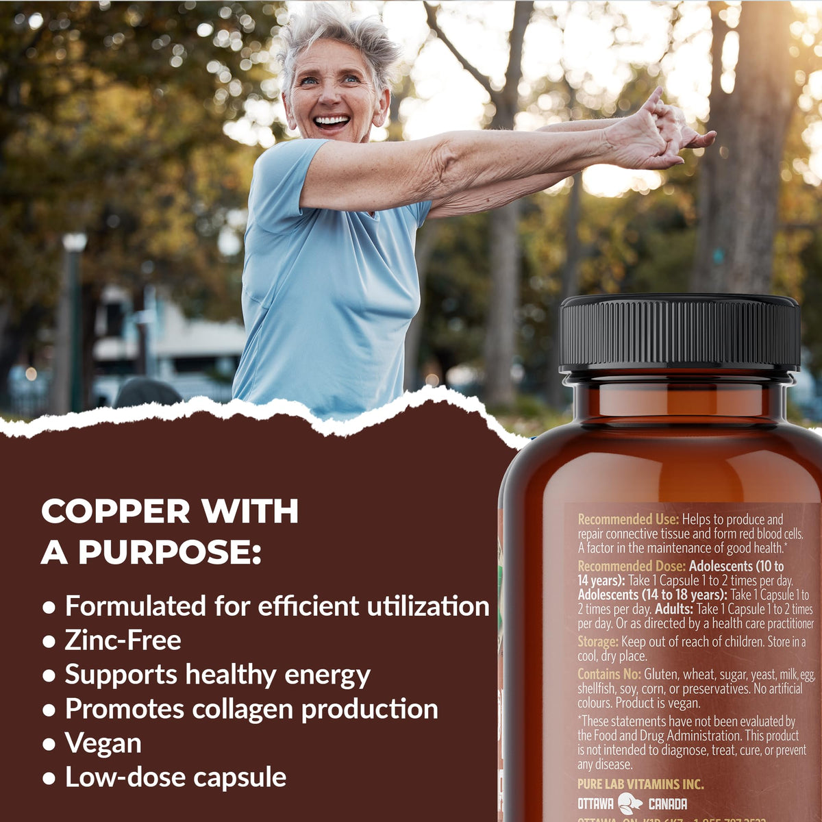Pure Lab Vitamins Copper Glycinate 1 mg - 60 Vegetarian Capsules - image 4