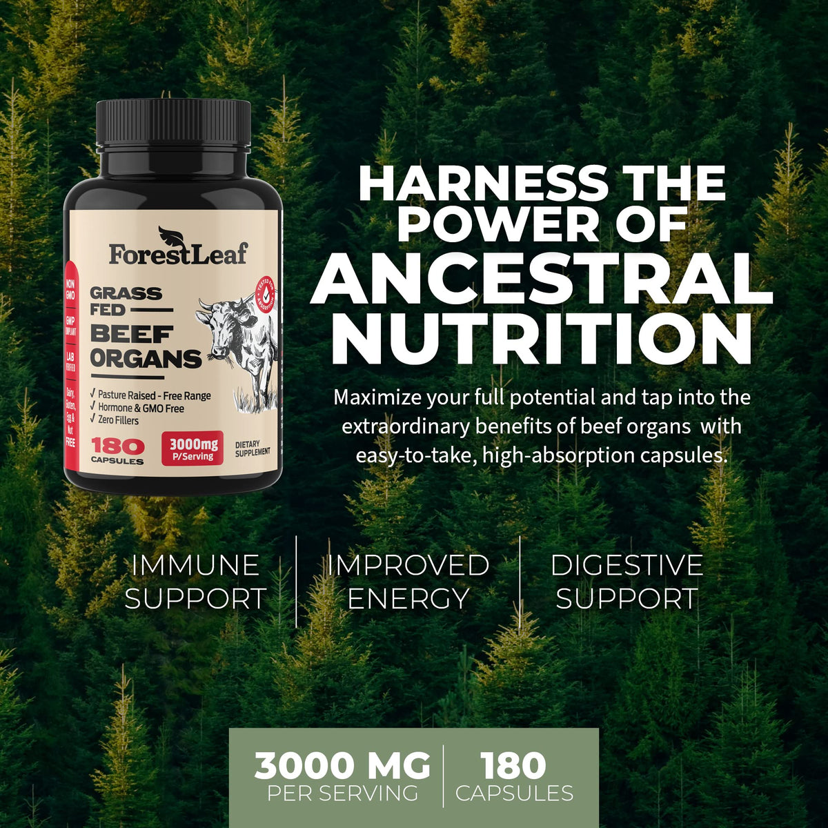 ForestLeaf Beef Organ Supplement - Grass Fed & Pasture Raised - Total