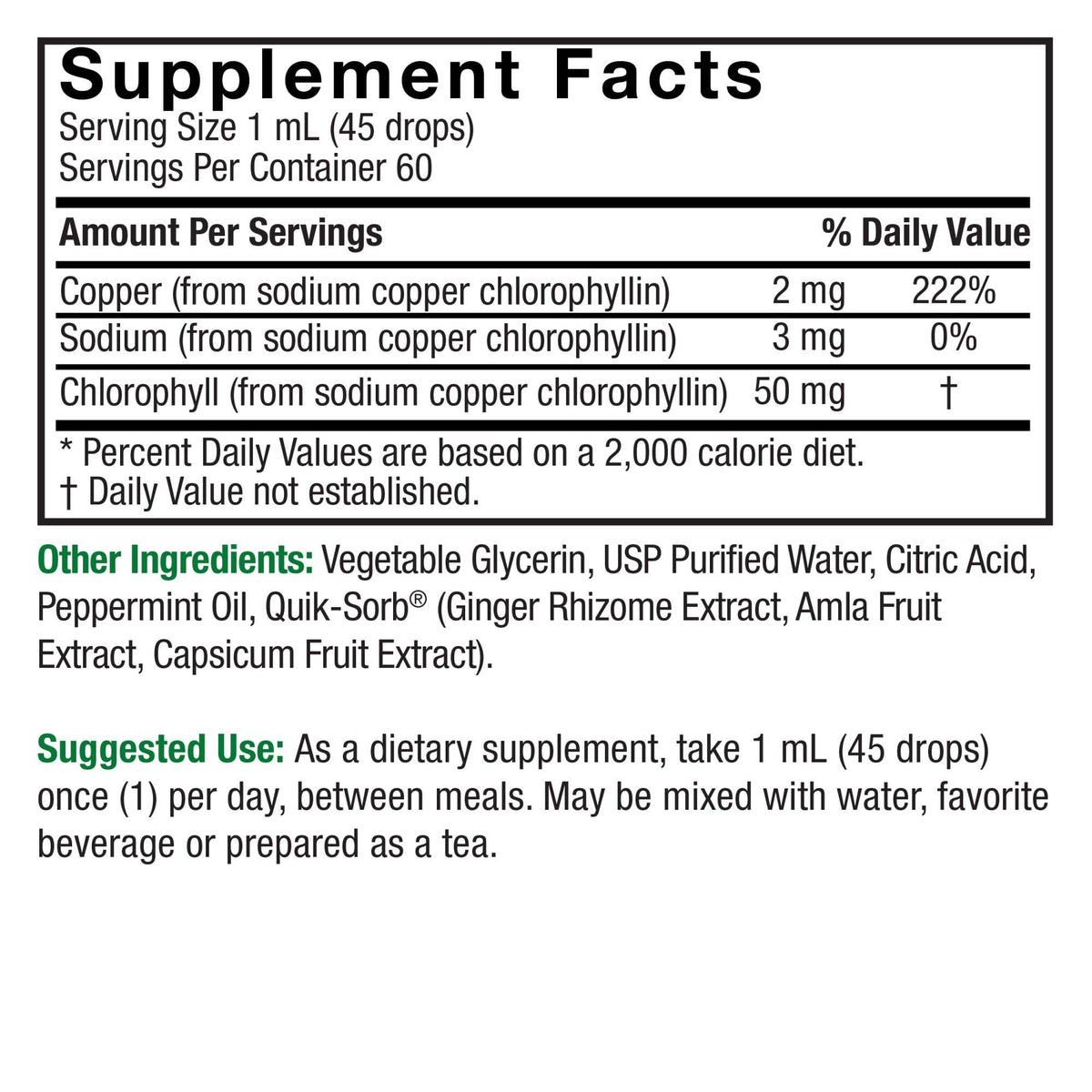 Nature's Answer Alcohol-Free Chlorophyll 50mg Liquid - 2 Fl Oz - image 2