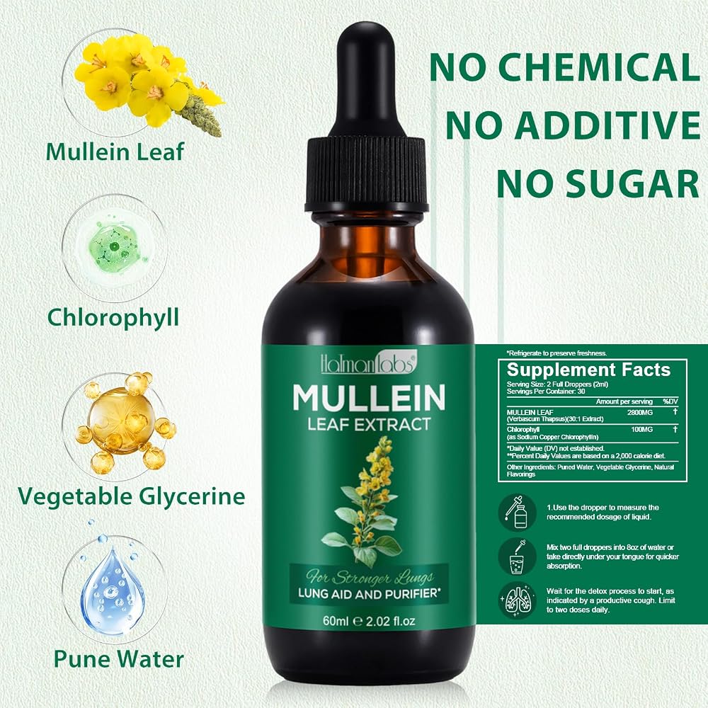 MXCZBSM Mullein Leaf Extract Drops for Lungs - 2 Pack - image 3