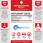 OmniBiotics Organic Ashwagandha 1300mg Stress Relief - 120 Capsules - image 2