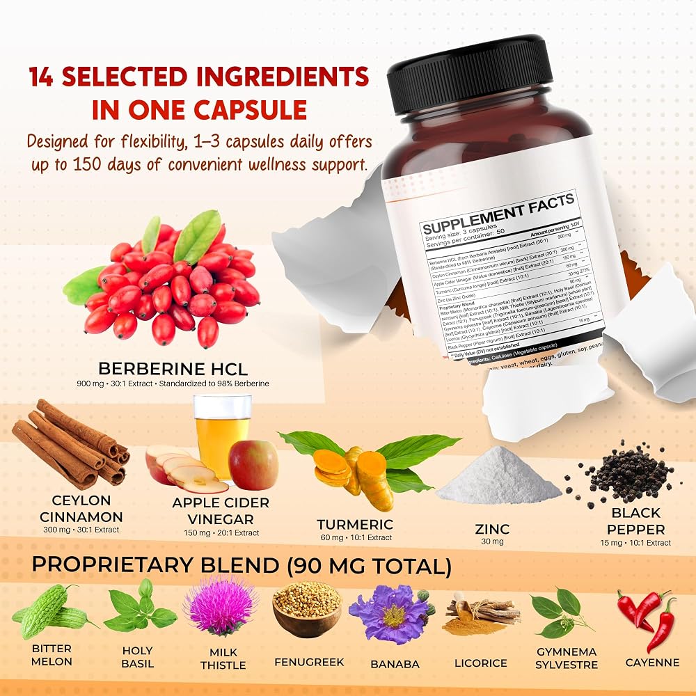 PeakPury Advanced Berberine HCl 1545mg with Ceylon Cinnamon - 150 Capsules - image 2