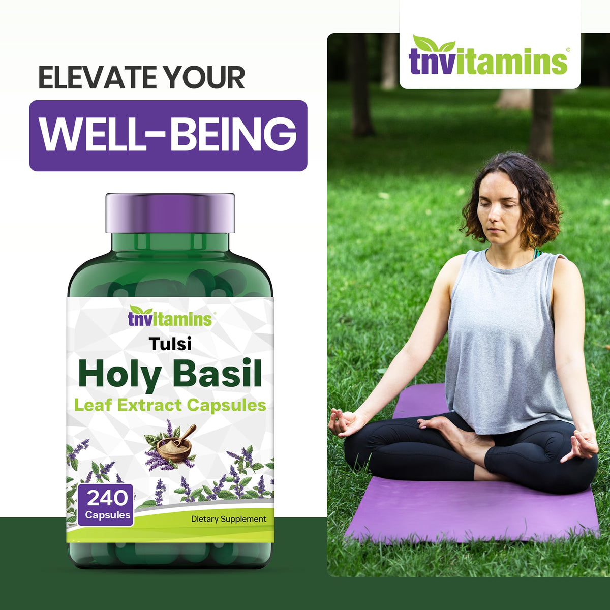 tnvitamins Holy Basil Capsules Adaptogenic Herb - 240 Count - image 5