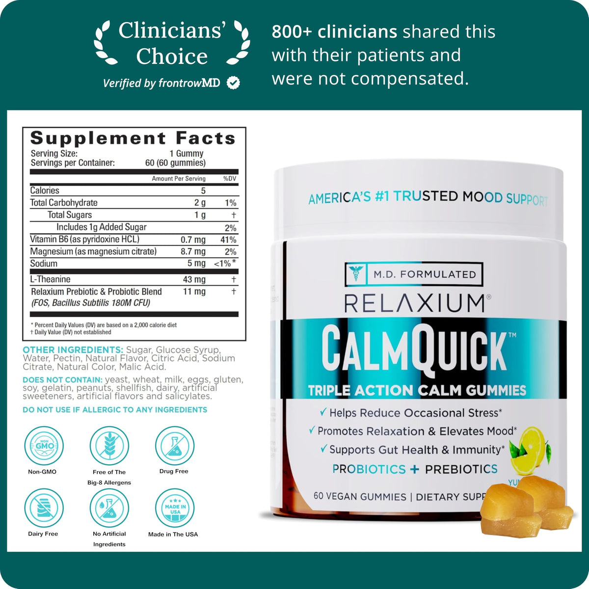Relaxium Calm Gummies with L-Theanine, Magnesium & B6 - 60ct - image 2