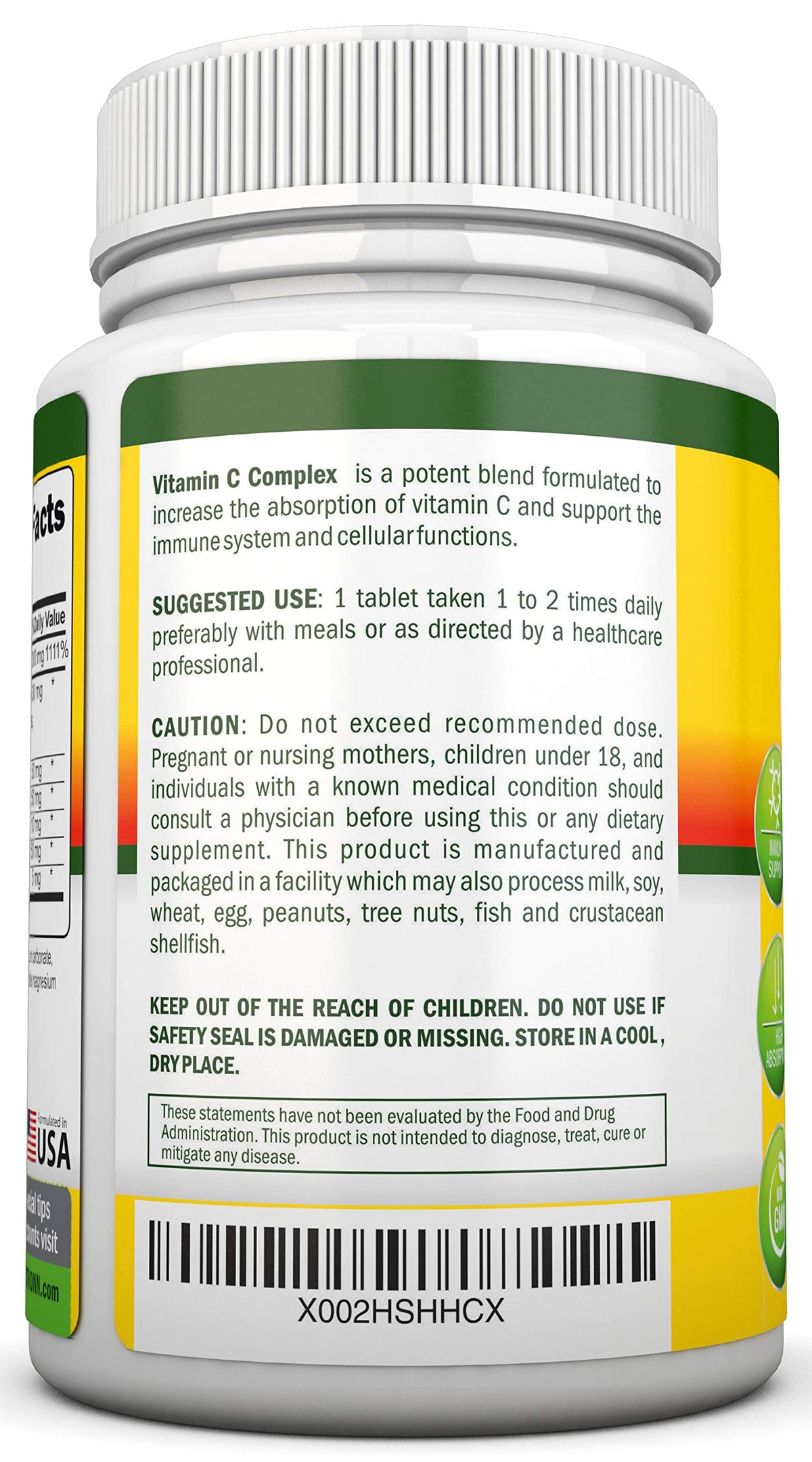 NutriONN Vitamin C Complex 1000 mg Immune Support - 180 Tablets - image 4