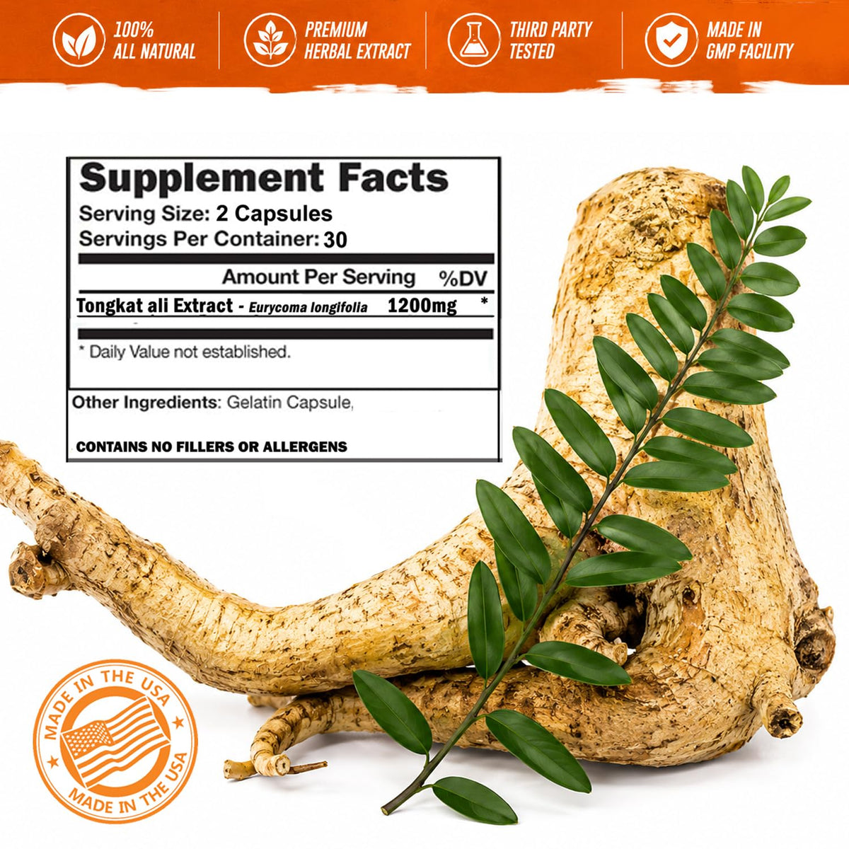 VH Nutrition Tongkat Ali Extract Powder Hormone Support - 60 Capsules - image 4