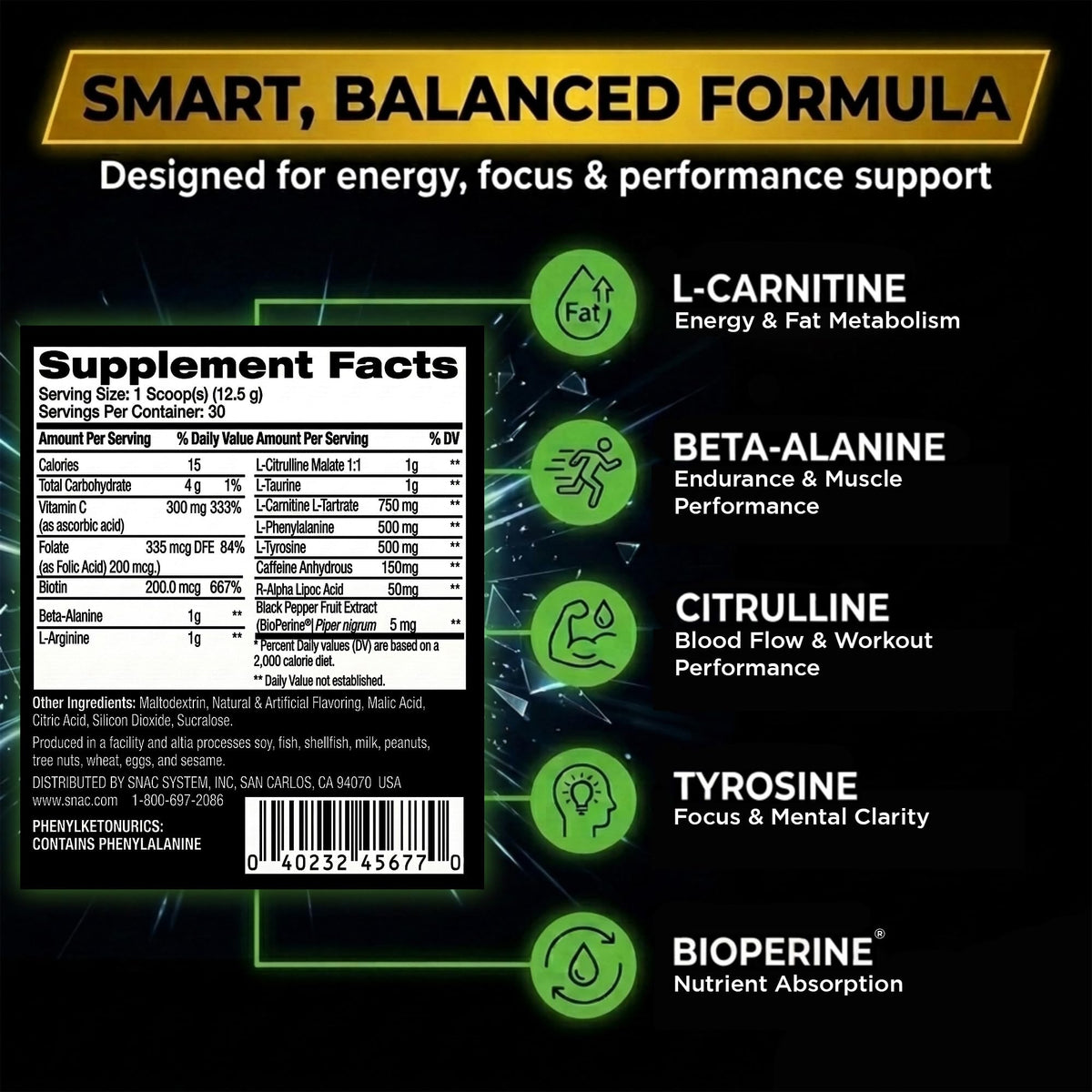 SNAC XPEDITE Pre-Workout Powder for Energy & Focus - 30 Servings - image 5