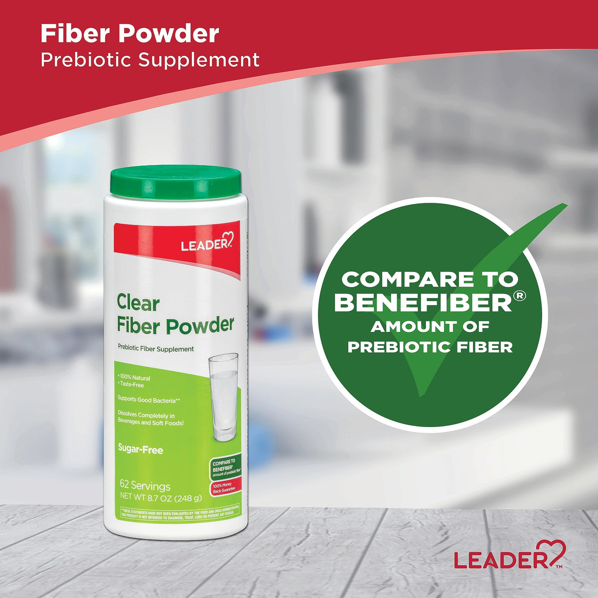 Leader Prebiotic Fiber Supplement Powder for Digestive Health