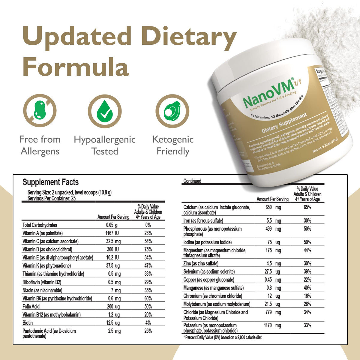 NanoVM t/f Tube Feeding Multivitamin Powder - 275g - image 2
