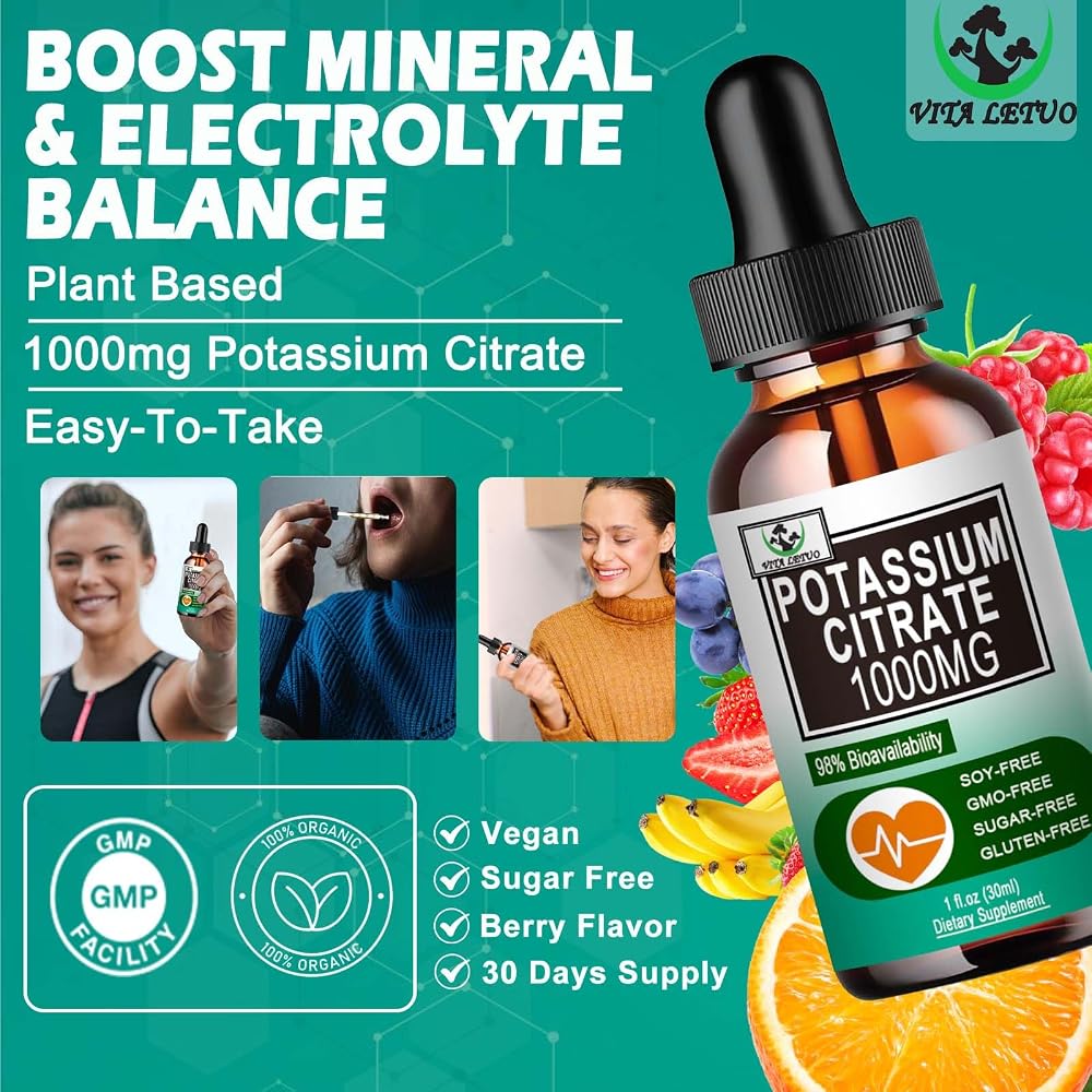 Vita letuo Potassium Citrate Liquid Drops 1000mg - 30 Servings - image 3