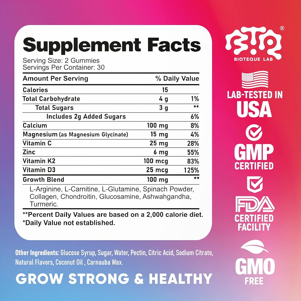 BTQ BIOTEQUE LAB BIOTEQUELAB Height Growth Increase Gummies Vitamins