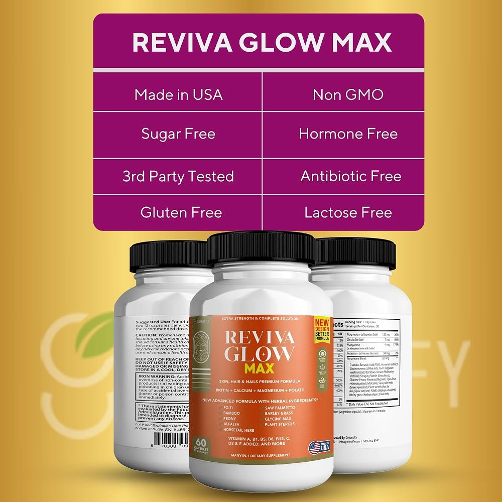GREENVIFY Reviva Glow Max Hair, Skin & Nails Support - 120 Capsules - image 5