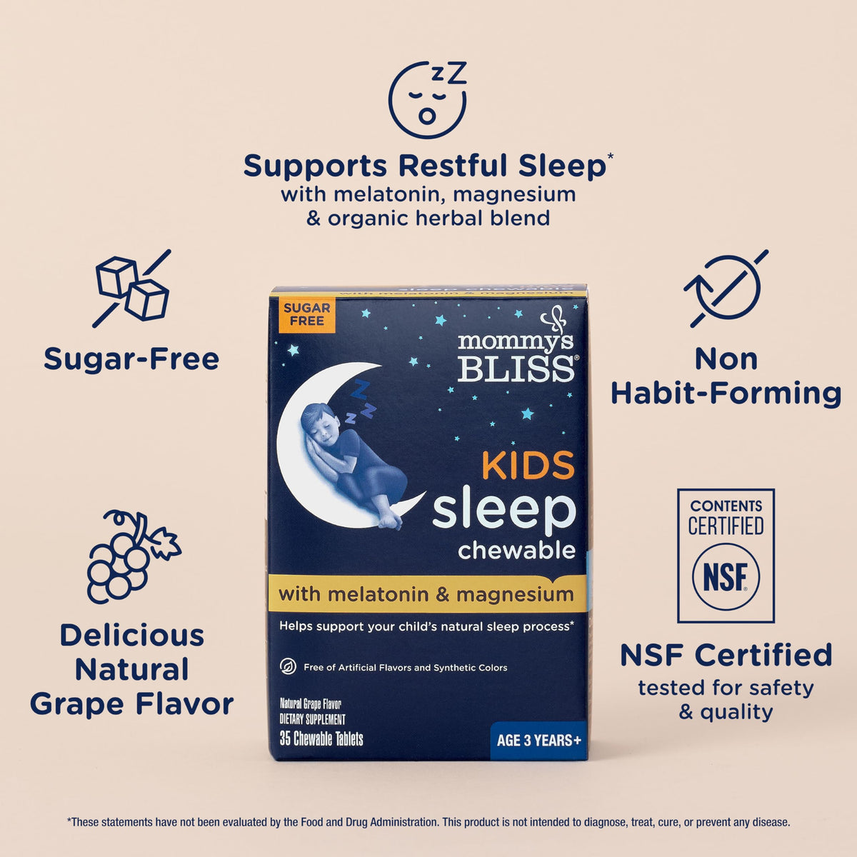 Mommy's Bliss Kids Sleep Support Melatonin Chewable - 35 Count - image 3