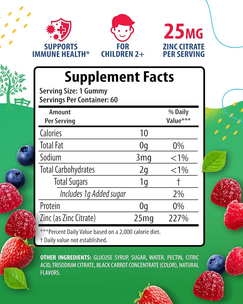 SUNNY SAM Zinc Gummies for Kids & Adults - Zinc Chewable Gummy