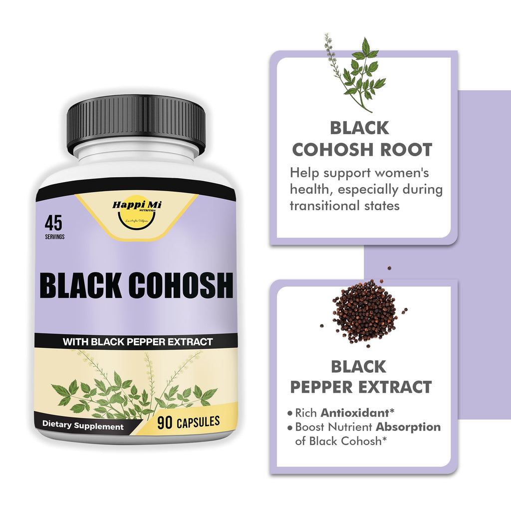 Happi Mi Nutrition Black Cohosh 1300 mg - 90 Vegan Capsules - image 5