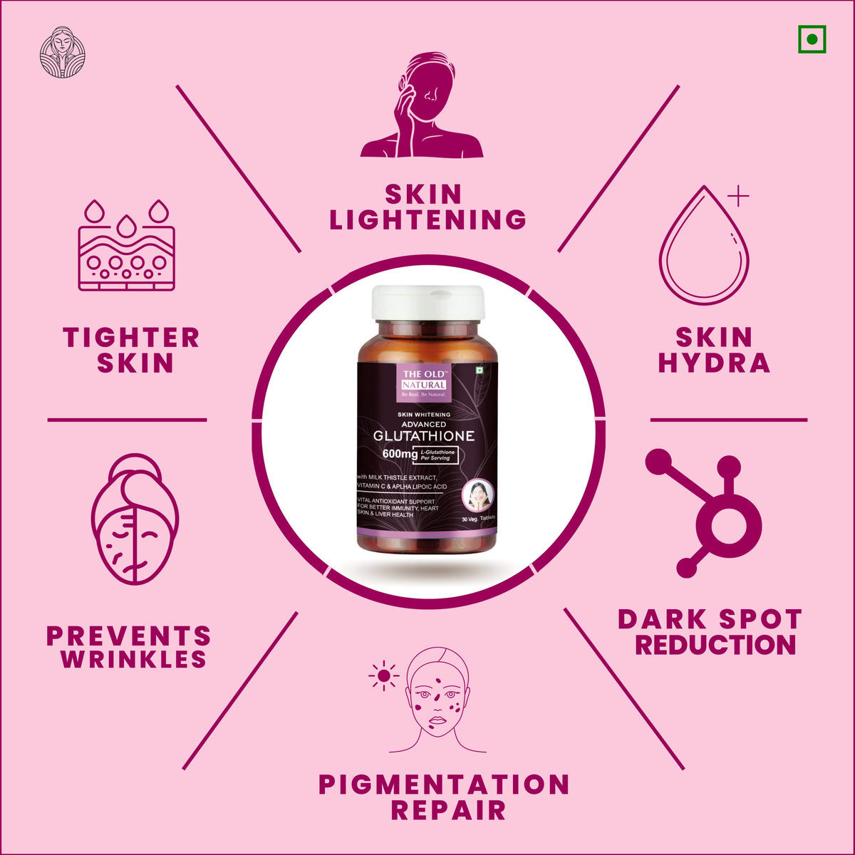 The Old Natural Glutathione 600mg Antioxidant Support - 60 Tablets - image 4