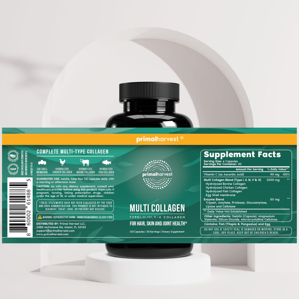 Primal Harvest Multi Collagen Daily Supplement - 120 Capsules - image 5