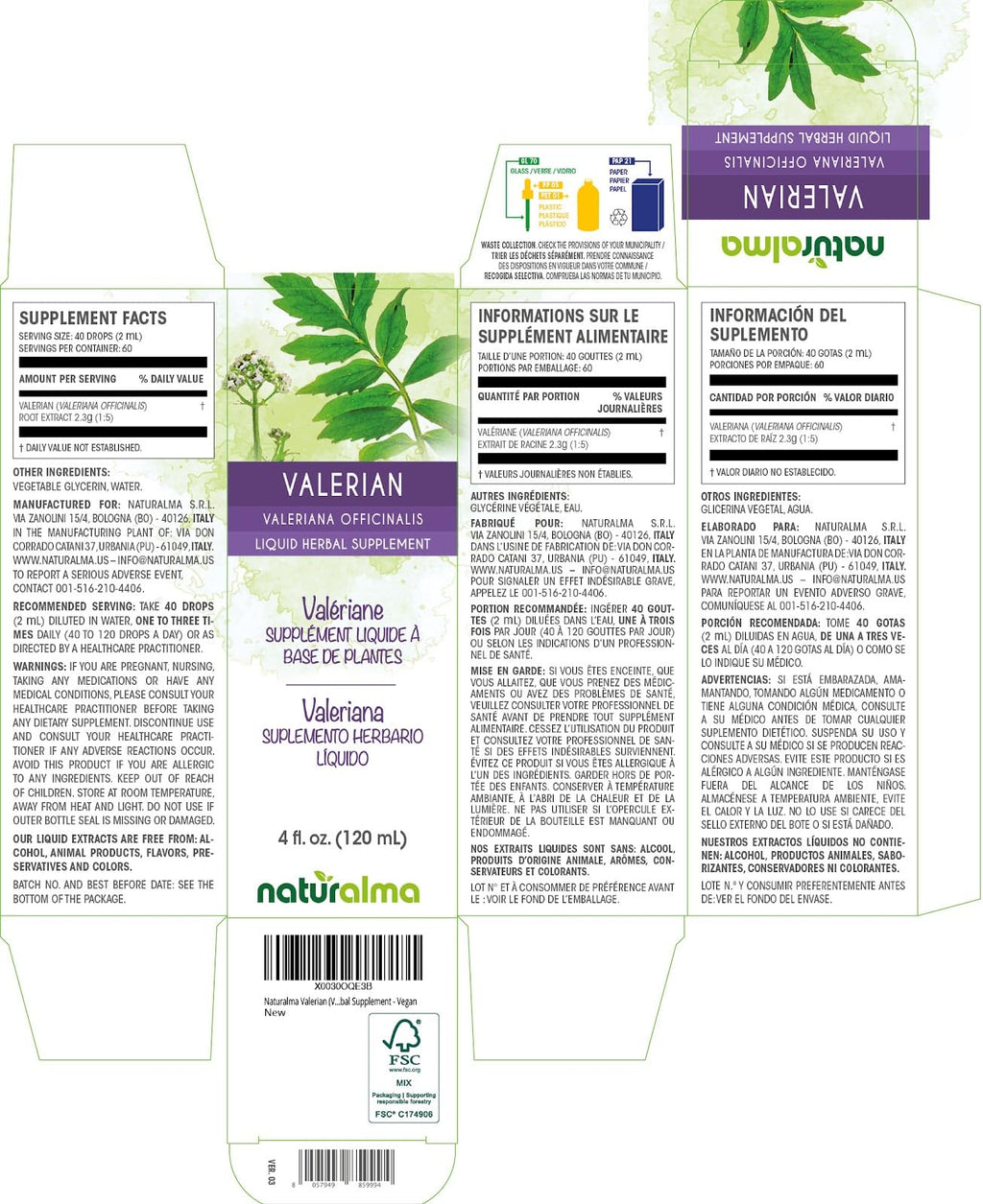 Naturalma Valerian Root Alcohol-Free Tincture - 4 fl oz - image 2
